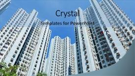  Presentation with property development apartment residential buildings - PPT layouts enhanced with public housing - hong kong residential buildings background and a light blue colored foreground