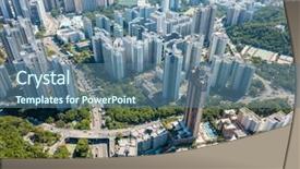  Presentation with hong kong - Slide deck featuring public housing - top view of hong kong background and a ocean colored foreground