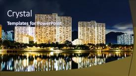  Presentation with hong kong - Amazing presentation design having public-housing-building-in-hong backdrop and a navy blue colored foreground