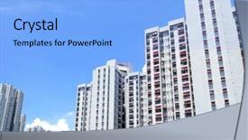  Presentation with housing - Cool new slides with public housing in hong kong backdrop and a light blue colored foreground