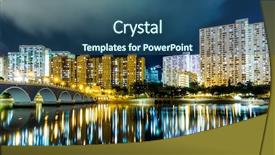  Presentation with housing - Audience pleasing slide set consisting of public housing in hong kong backdrop and a ocean colored foreground