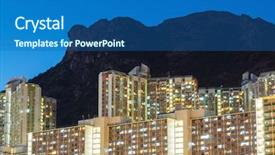  Presentation with housing - Slide set consisting of public housing with lion rock mountain background and a ocean colored foreground