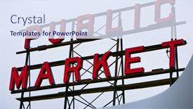  Presentation with seattle - Cool new slide deck with public-market-sign-at-seattle backdrop and a sky blue colored foreground
