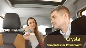  Presentation with taxi - Cool new slide deck with public money - male taxi driver receiving payment backdrop and a tawny brown colored foreground