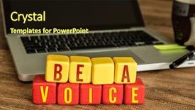  Presentation with voice - Theme enhanced with public opinion - be a voice written background and a wine colored foreground