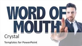  Presentation with mouth - Audience pleasing PPT layouts consisting of public opinion - business man pointing the text backdrop and a white colored foreground