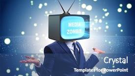  Presentation with addiction - Presentation theme having public opinion - man with television head background and a  colored foreground