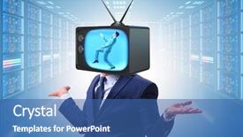  Presentation with addiction - Slide deck enhanced with public opinion - man with television head background and a  colored foreground