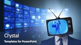  Presentation with addiction - PPT theme enhanced with public opinion - man with television head background and a  colored foreground