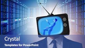  Presentation with addiction - Audience pleasing presentation theme consisting of public opinion - man with television head backdrop and a  colored foreground