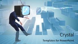  Presentation with zombie - Theme featuring public opinion - media zombie concept with man background and a light blue colored foreground