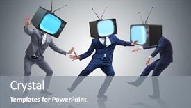  Presentation with zombie - Colorful PPT theme enhanced with public opinion - media zombie concept with man backdrop and a gray colored foreground