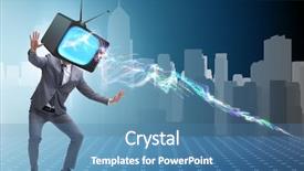  Presentation with zombie - Slide deck with public opinion - media zombie concept with man background and a teal colored foreground