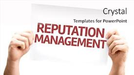  Presentation with reputation - Slide deck having public opinion - reputation management card isolated background and a white colored foreground