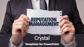  Presentation with reputation - Slide set having public opinion - reputation management background and a dark gray colored foreground