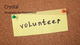  Presentation with volunteer - PPT layouts featuring public outreach - sheet of paper with word background and a  colored foreground