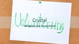  Presentation with cork - Amazing slide deck having public outreach - sheet of paper with word backdrop and a  colored foreground