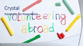  Presentation with 2018 goals text on white - PPT layouts with public outreach - text volunteering abroad and felt-tip background and a  colored foreground