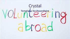  Presentation with 2018 goals text on white - Audience pleasing PPT layouts consisting of public outreach - text volunteering abroad on white backdrop and a  colored foreground