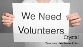  Presentation with cutout paper people standing around globe holding hands - Slide set having public outreach - woman holding sheet of paper background and a light gray colored foreground