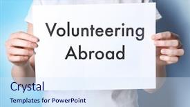  Presentation with paper - Colorful PPT theme enhanced with public outreach - woman holding sheet of paper backdrop and a sky blue colored foreground