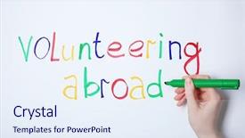  Presentation with writing the text human rights - Theme having public outreach - woman writing text volunteering abroad background and a sky blue colored foreground