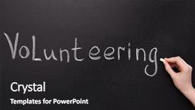  Presentation with chalkboard - Beautiful theme featuring public outreach - woman writing word volunteering backdrop and a dark gray colored foreground