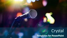  Presentation with stage - Cool new presentation theme with public-performance-on-stage-microphone backdrop and a ocean colored foreground