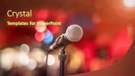  Presentation with stage - Theme featuring public-performance-on-stage-microphone background and a tawny brown colored foreground