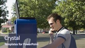  Presentation with college campus - Presentation theme with public phone - college student using campus payphone background and a  colored foreground