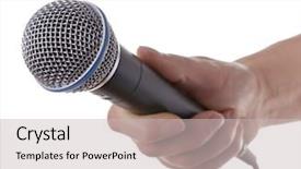  Presentation with hand holding colorful brain sketch - Cool new presentation theme with public presentation - woman presenter holding a microphone backdrop and a  colored foreground