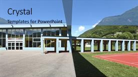  Presentation with school building - PPT layouts featuring public school building background and a light blue colored foreground