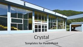 Presentation with school building - Presentation theme featuring public school building background and a light gray colored foreground