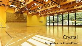 Presentation with public health advocacy - PPT theme having public school interior wide gym background and a  colored foreground