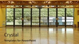  Presentation with cleaning the school - Slide deck featuring public school interior wide gym background and a yellow colored foreground