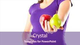 Presentation with apple pear - Presentation enhanced with public sector - healthy eating woman with apple background and a violet colored foreground
