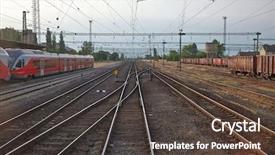  Presentation with railway tracks - Slide deck featuring public service delivery - railway tracks at a railroad background and a dark gray colored foreground