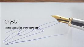  Presentation with notary - PPT theme enhanced with public signature and fountain pen background and a light gray colored foreground