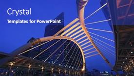  Presentation with zone - Cool new PPT theme with public-skywalk-at-bangkok-downtown backdrop and a cobalt blue colored foreground