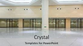  Presentation with empty - Cool new theme with public space - empty bright building hall backdrop and a light gray colored foreground