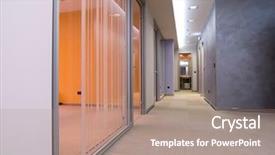  Presentation with public - PPT theme featuring public space - hallway background and a coral colored foreground