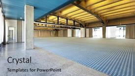  Presentation with conference - Presentation design featuring public space - interior of a conference hall background and a light blue colored foreground