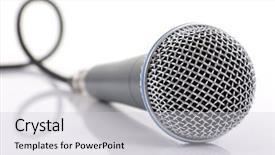  Presentation with mic - Presentation featuring public speaker - close up of professional stage background and a light gray colored foreground