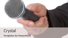  Presentation with microphone - Theme enhanced with public speaker - mans hand holding a microphone background and a lemonade colored foreground