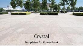  Presentation with public - Colorful presentation design enhanced with public square with empty road backdrop and a light gray colored foreground