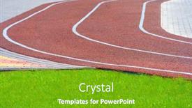  Presentation with public - Amazing PPT theme having public-stadium-for-sports-running backdrop and a shamrock green colored foreground