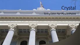  Presentation with stock market - Beautiful presentation theme featuring public stock market building backdrop and a light blue colored foreground