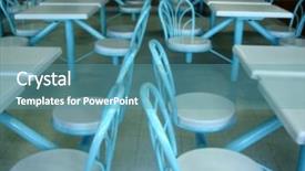  Presentation with public - PPT layouts consisting of public tables and chairs background and a teal colored foreground