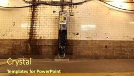  Presentation with public - Theme with public telephone in subway station background and a tawny brown colored foreground