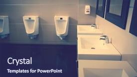  Presentation with public - Colorful PPT theme enhanced with public toilet filtered image process backdrop and a navy blue colored foreground